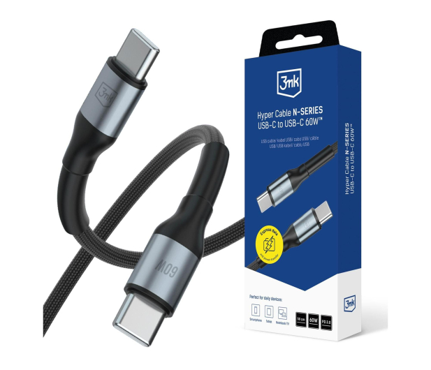 3mk Hyper Cable N-SERIES C to C 50cm PD 3.0 QC 3.0 20V/3A 60W Bl - 1507936 - zdjęcie